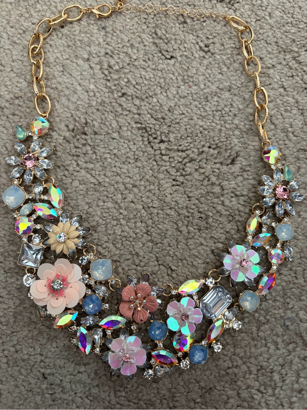 NWOT Aratta Floral  Statement Necklace with Iridescent and Pink Accents - Picture 10 of 16